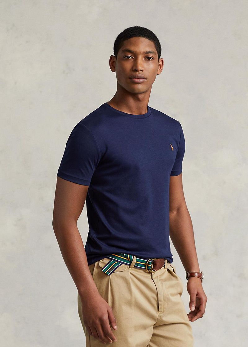 Camiseta Polo Ralph Lauren Hombre Custom Slim Fit Soft Cotton Chile Azul Marino KAYQJ-4125